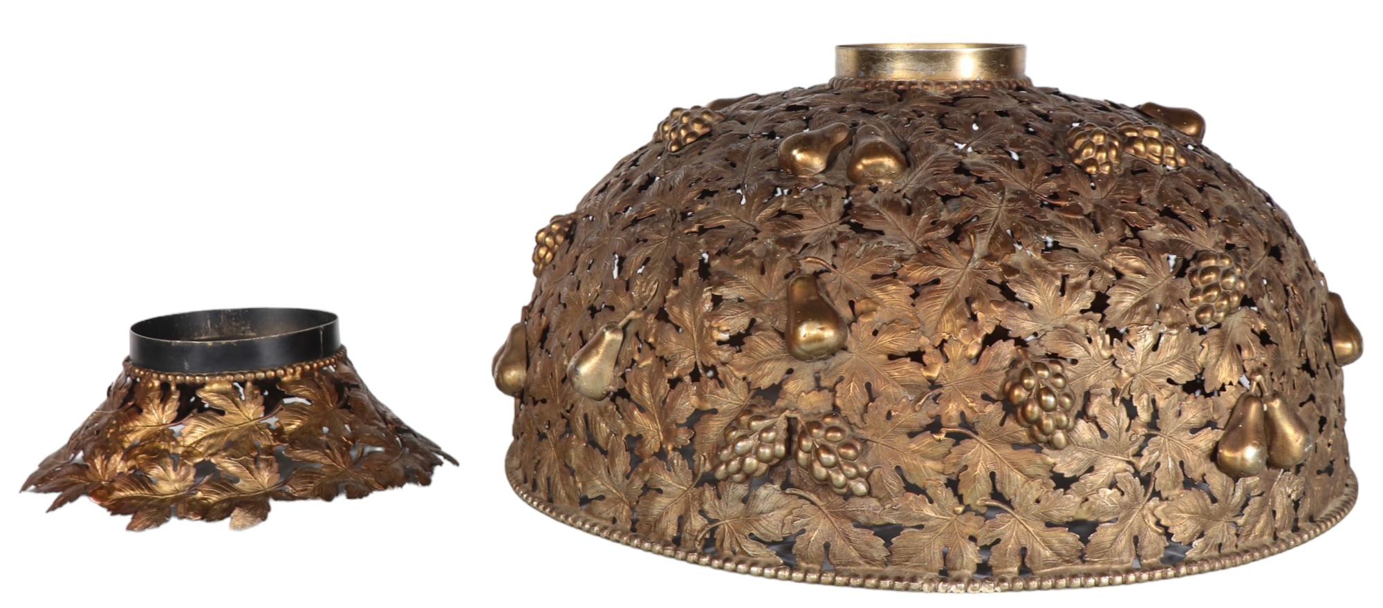 Ornate Arts and Crafts Metal Foliate Dome Form Lamp Shade  For Sale 11