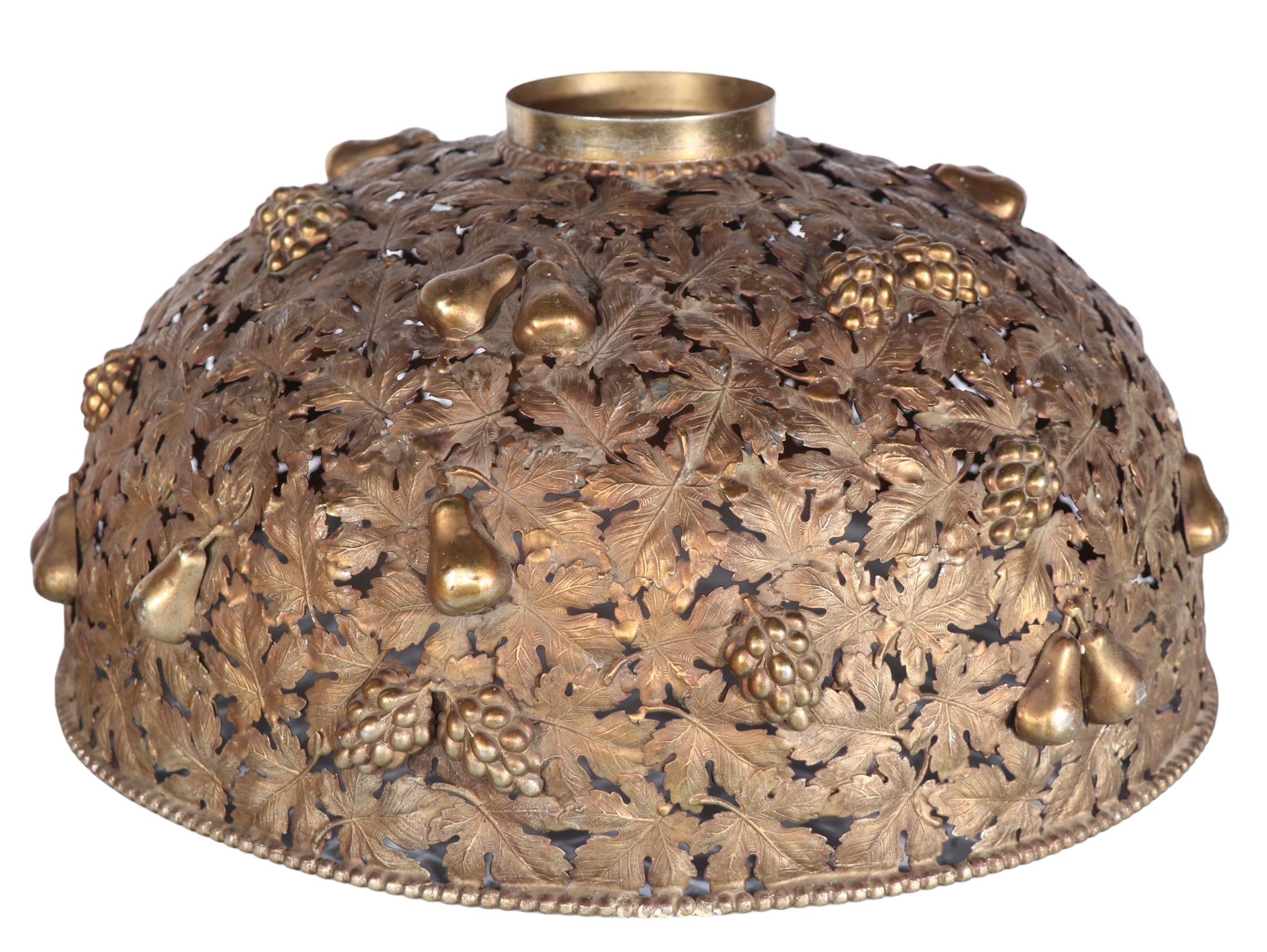 Ornate Arts and Crafts Metal Foliate Dome Form Lamp Shade  For Sale 12