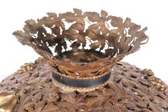 Ornate Arts and Crafts Metal Foliate Dome Form Lamp Shade