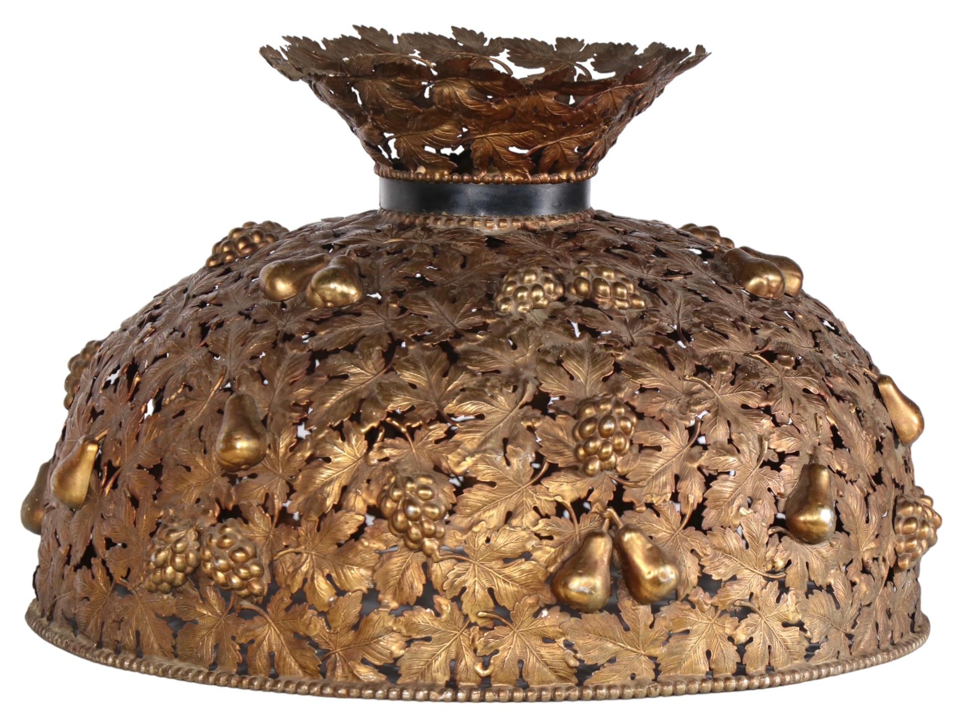 Ornate Arts and Crafts Metal Foliate Dome Form Lamp Shade  For Sale 2