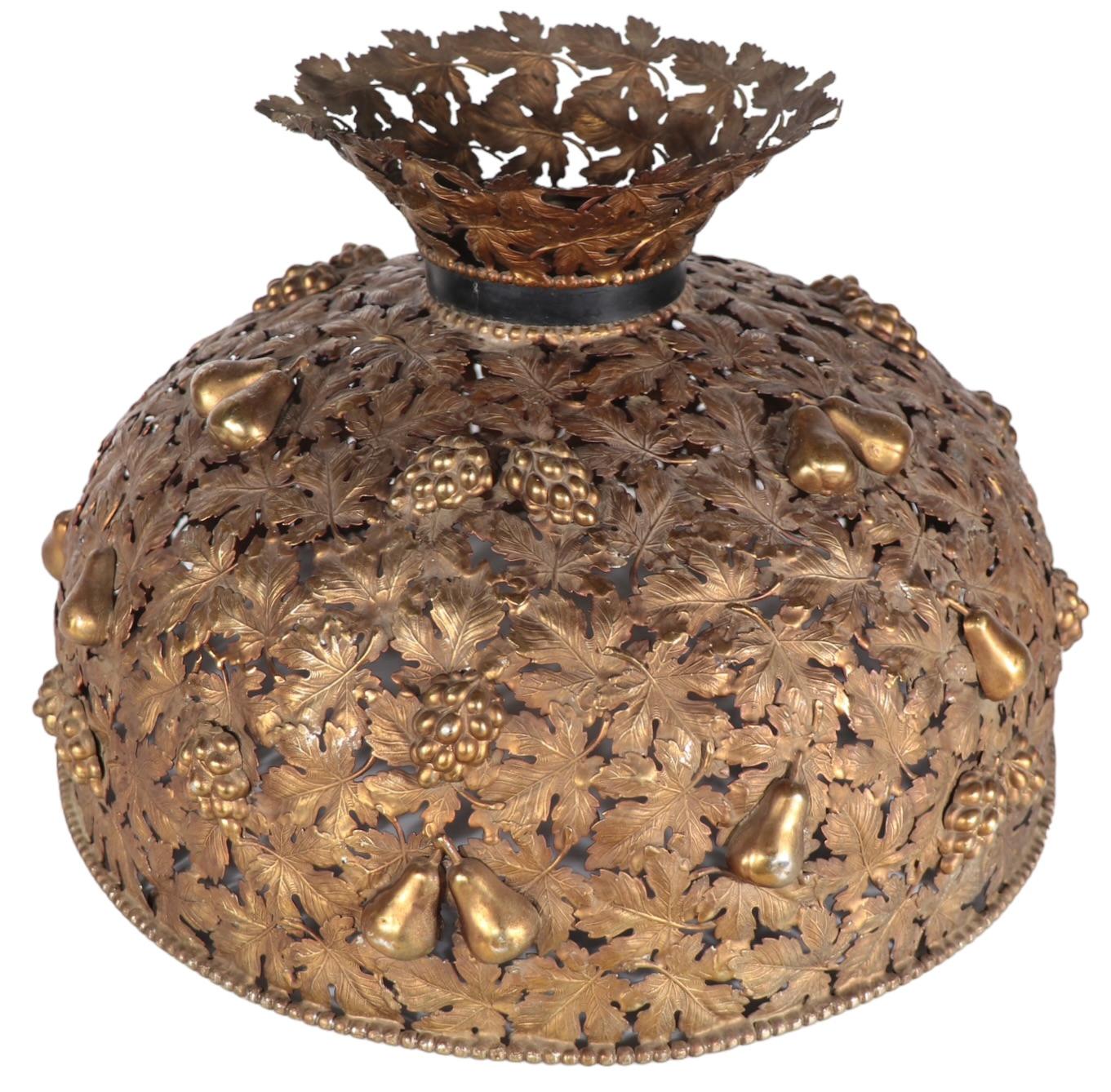 Ornate Arts and Crafts Metal Foliate Dome Form Lamp Shade  For Sale 3