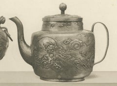 Verschnörkelte asiatische Teekannen und Kessel - Heliographisches Kunstwerk von Audsley 1884