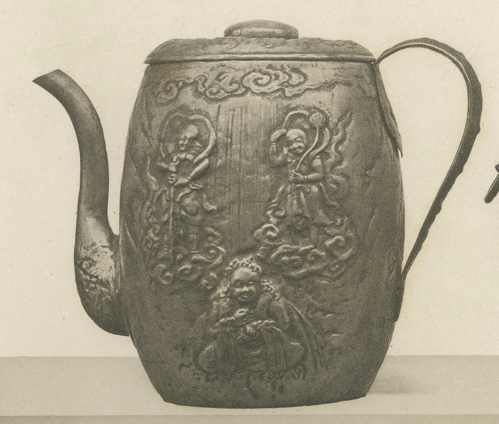 Late 19th Century Ornate Asian Teapots and Kettles – Heliographic Artwork by Audsley 1884 For Sale