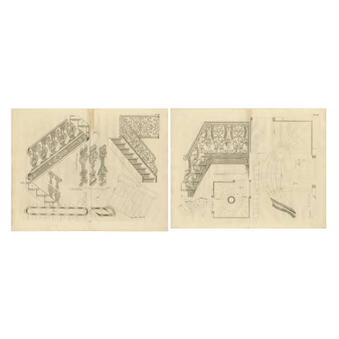 Ornate Baroque Stairs: Van der Horst's Design Mastery in Engravings, 1739