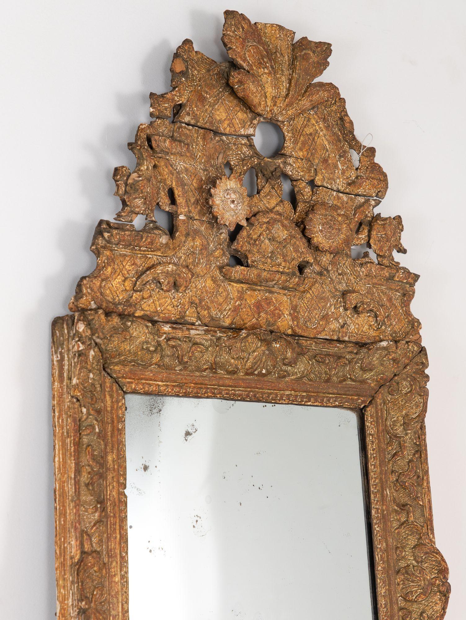 Swedish Ornate Baroque Style Giltwood Carved Mirror, Sweden Late 19th C. For Sale