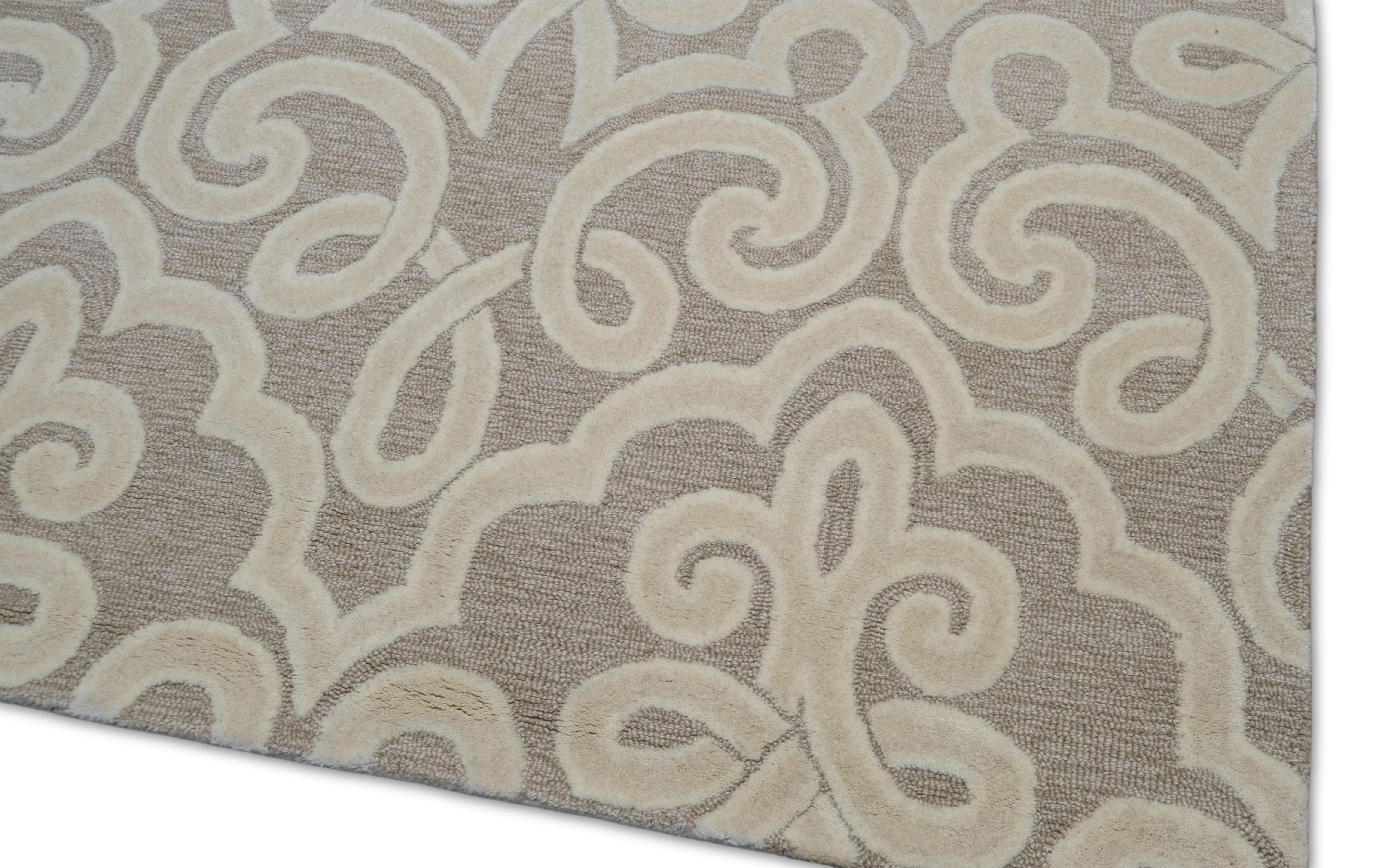 Verzierter beigefarbener Blumenmotiv für einen raffinierten, eleganten ästhetischen Wollteppich 8'x10' (Asiatisch) im Angebot