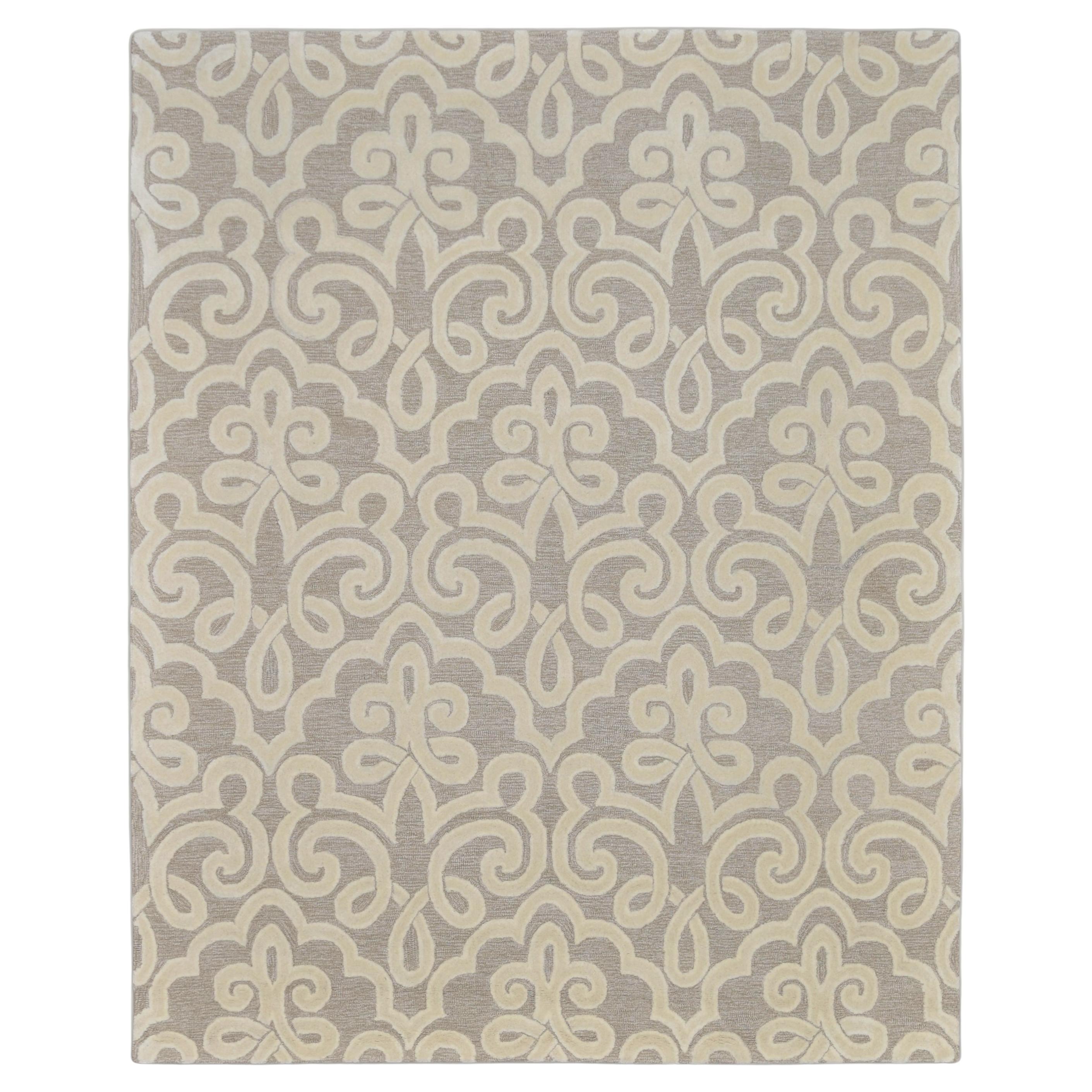 Verzierter beigefarbener Blumenmotiv für einen raffinierten, eleganten ästhetischen Wollteppich 8'x10' im Angebot