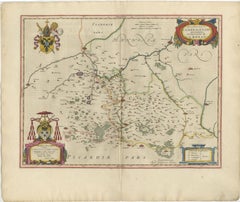 Ornate Blaeu Map of Cambrai & Artois, Rich Heraldic Cartouches, 1642