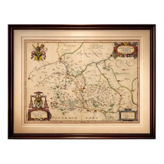 Ornate Blaeu Map of Cambrai & Artois, Rich Heraldic Cartouches, 1642