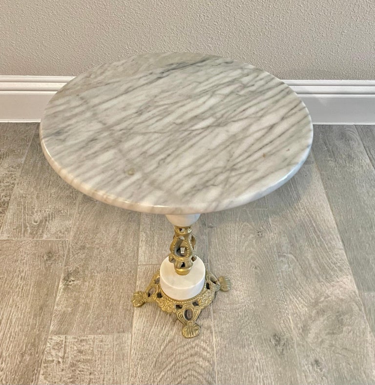 Ornate Brass and Marble Side Table at 1stDibs