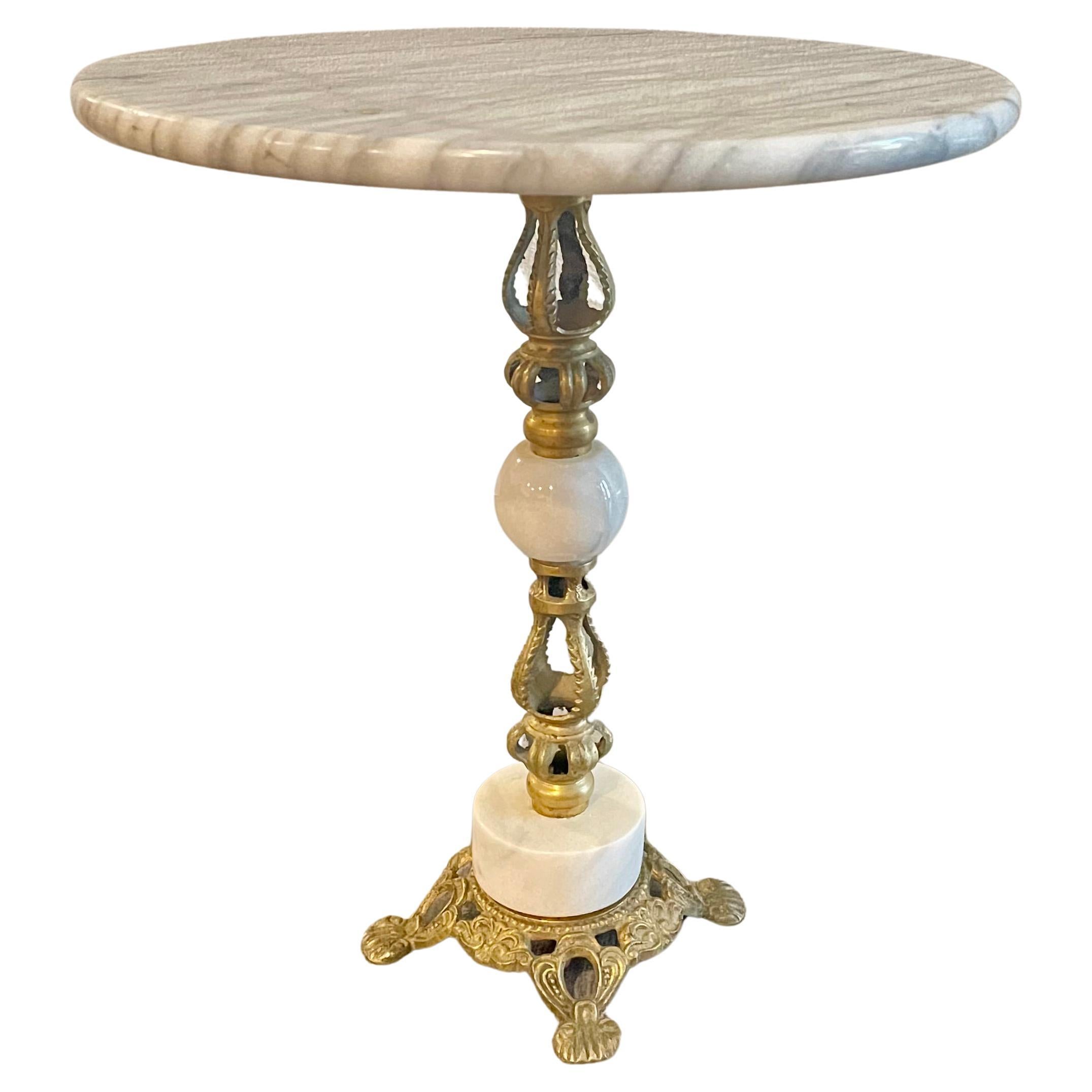 Ornate Brass and Marble Side Table at 1stDibs
