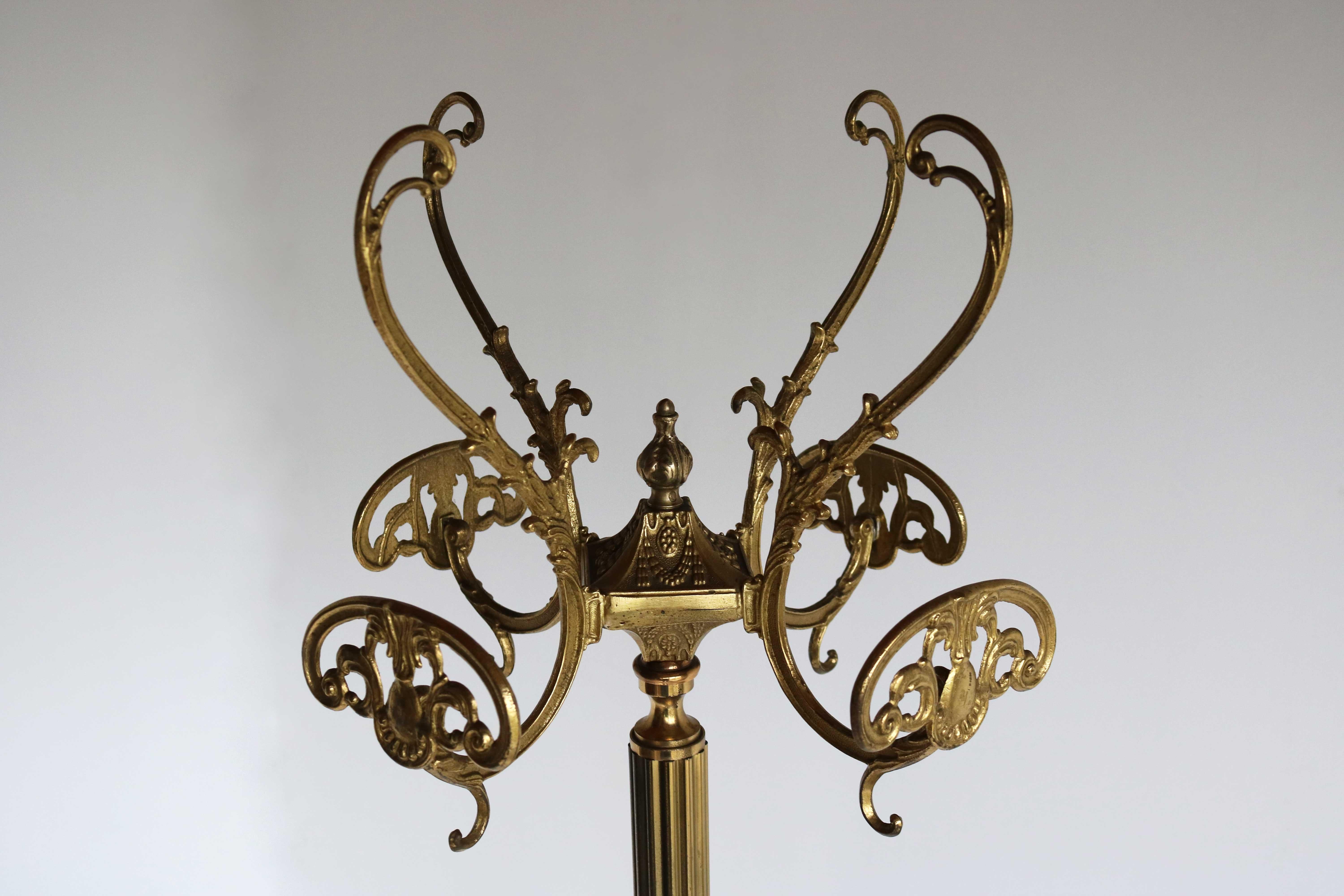 Ornate Brass Free Standing Coat Hat Rack Italian Hall Tree Stand Dolphin, 1960s For Sale 3