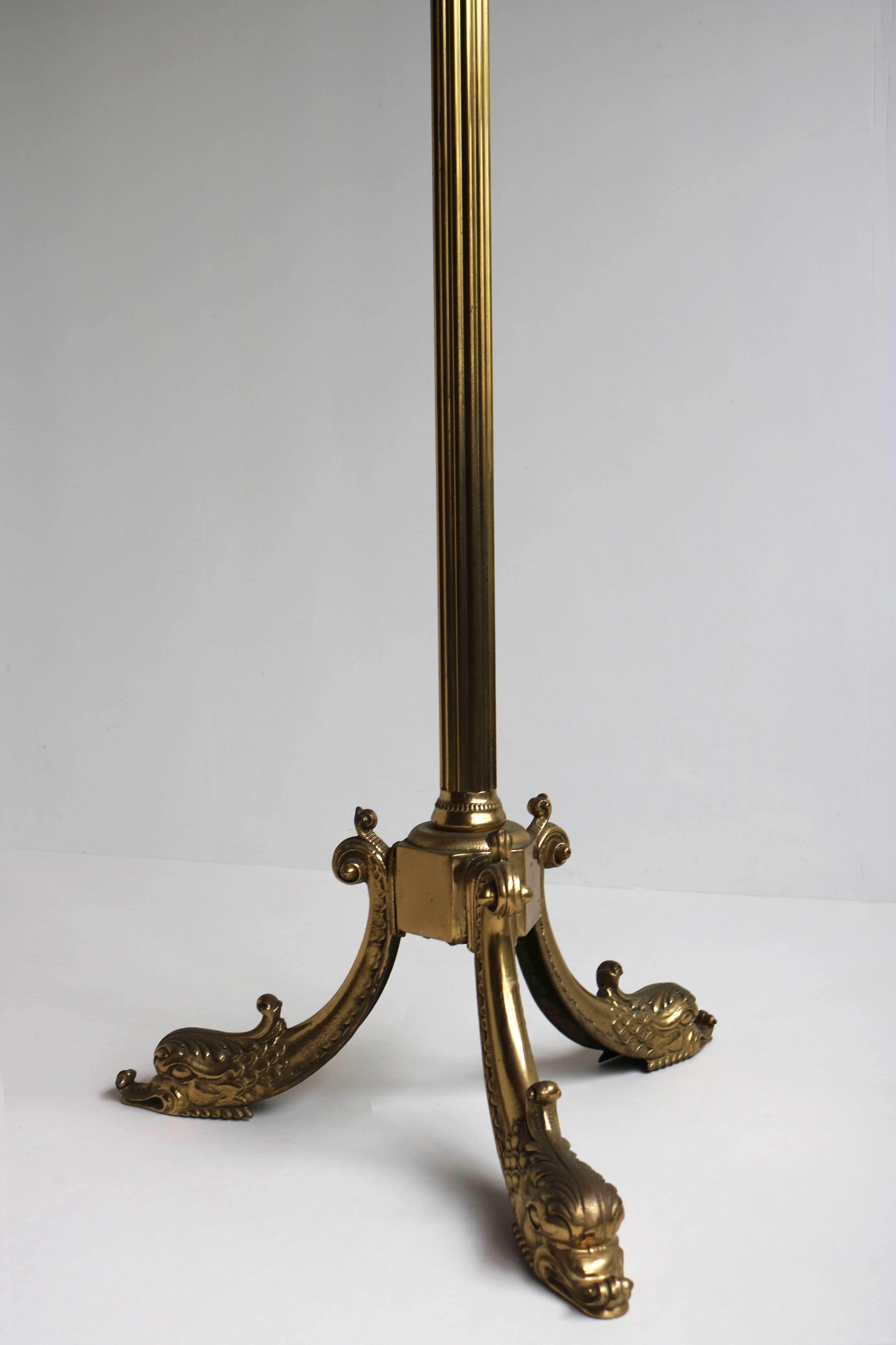 Ornate Brass Free Standing Coat Hat Rack Italian Hall Tree Stand Dolphin, 1960s For Sale 6