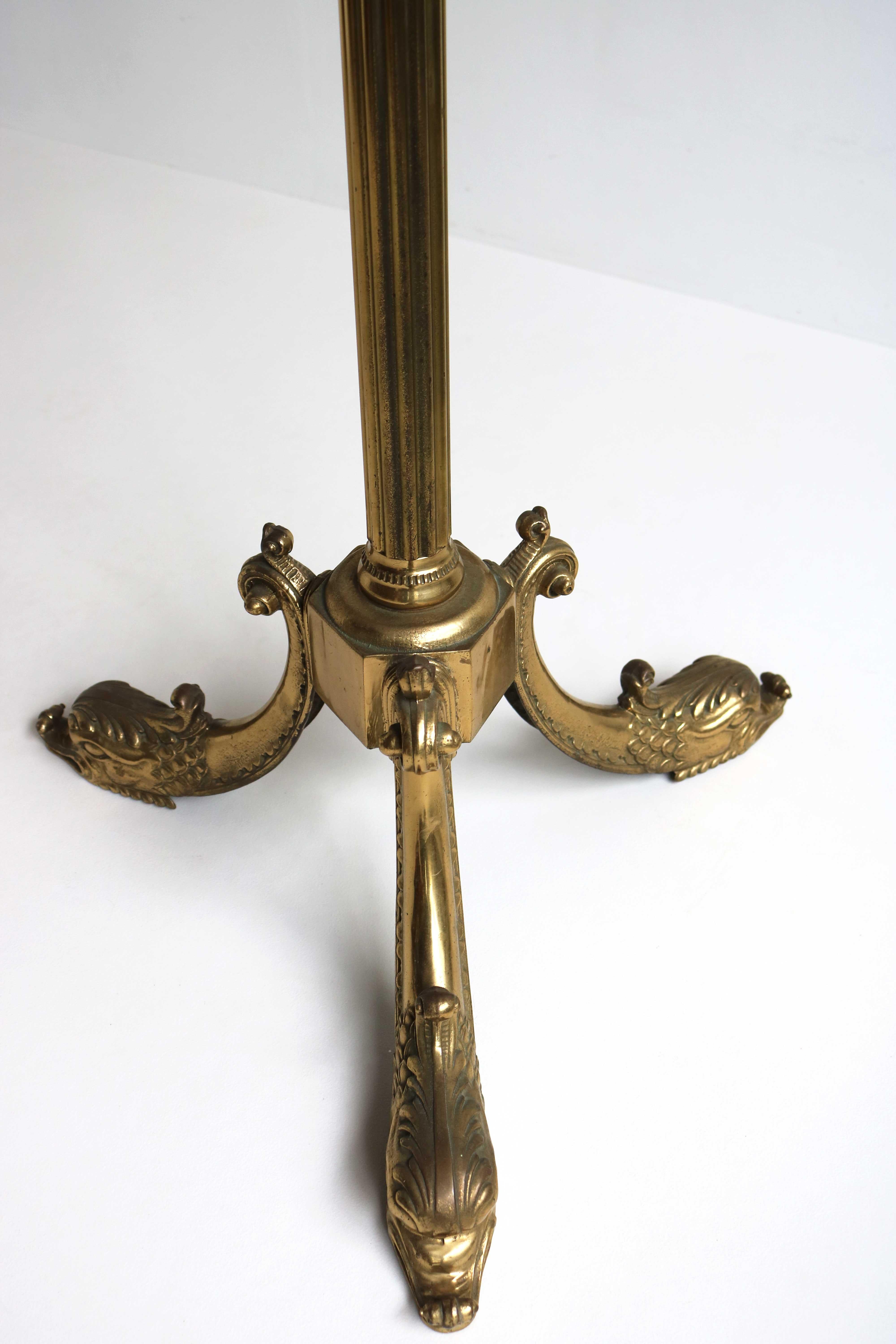 Ornate Brass Free Standing Coat Hat Rack Italian Hall Tree Stand Dolphin, 1960s For Sale 7