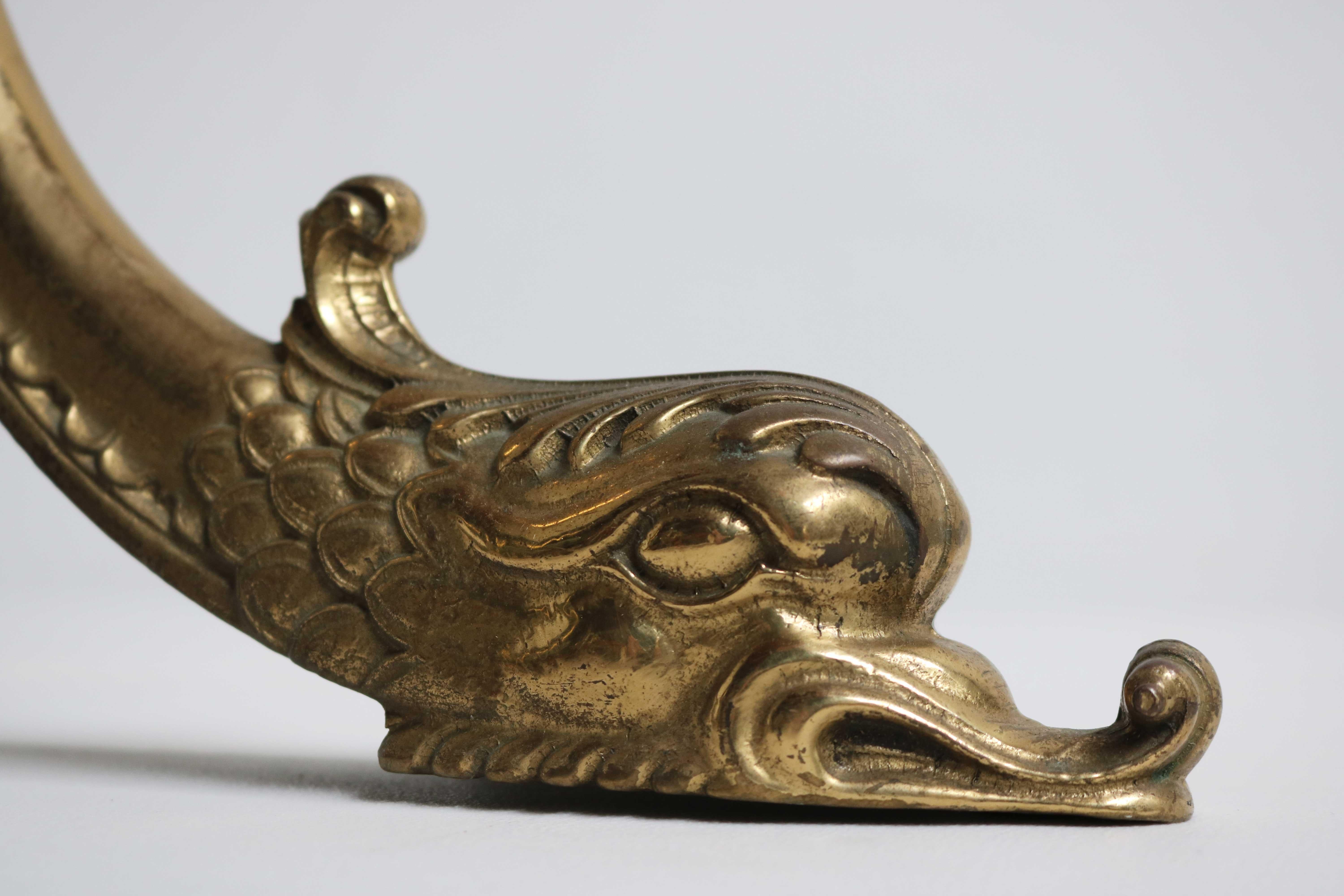 Ornate Brass Free Standing Coat Hat Rack Italian Hall Tree Stand Dolphin, 1960s For Sale 8
