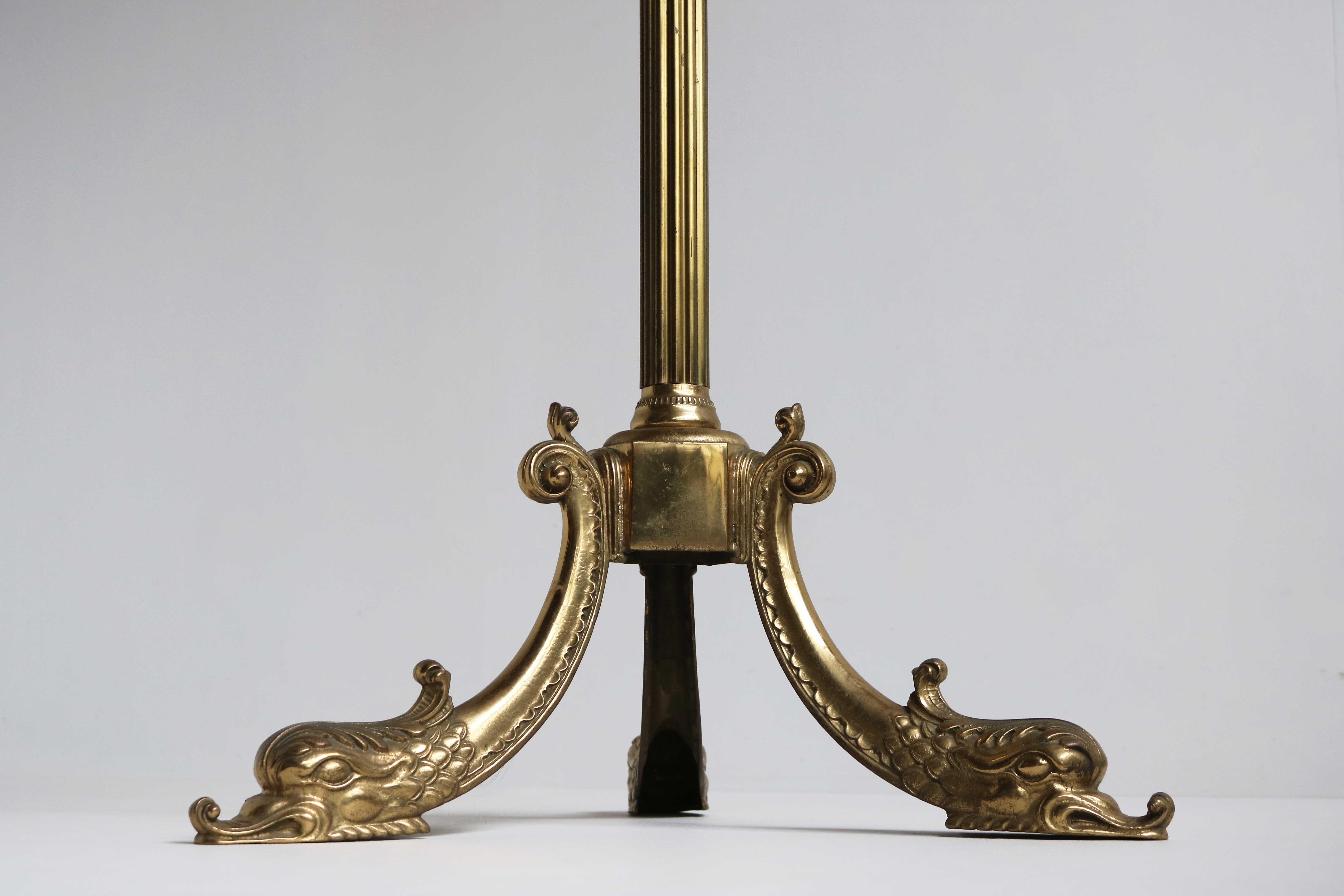 Ornate Brass Free Standing Coat Hat Rack Italian Hall Tree Stand Dolphin, 1960s For Sale 9