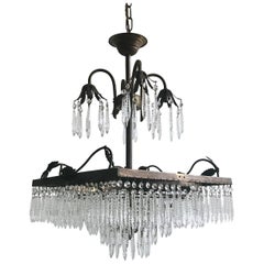 Ornate Brass Square Waterfall Chandelier