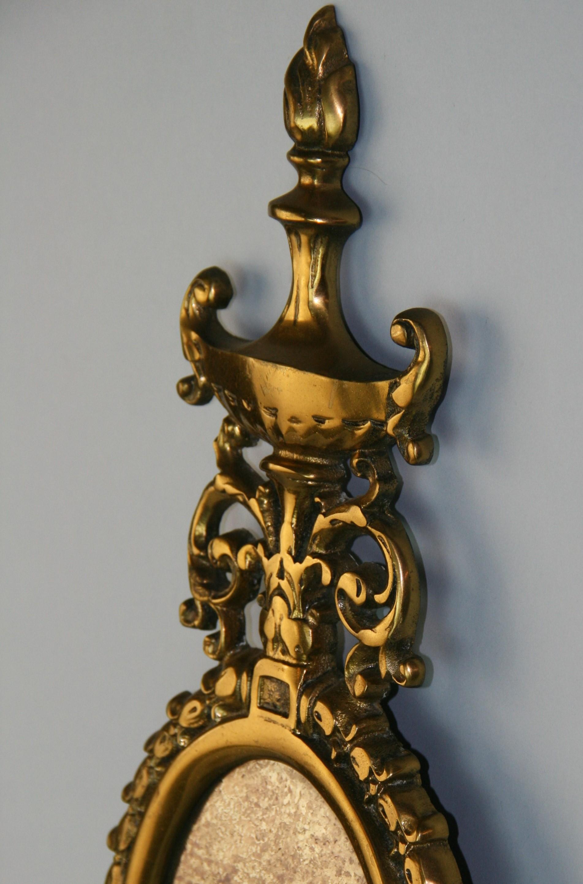 Ornate Brass Two Arm Mirrored Candle Sconces, Pair For Sale 3