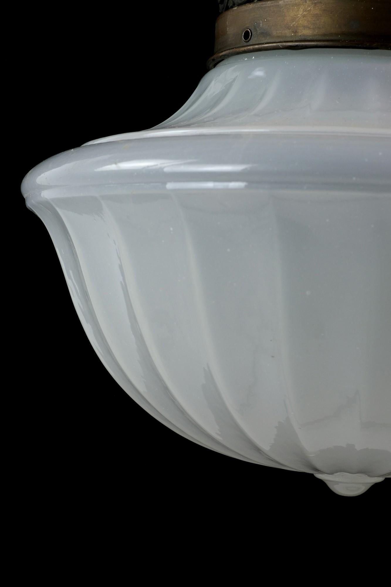 fluted milk glass pendant light