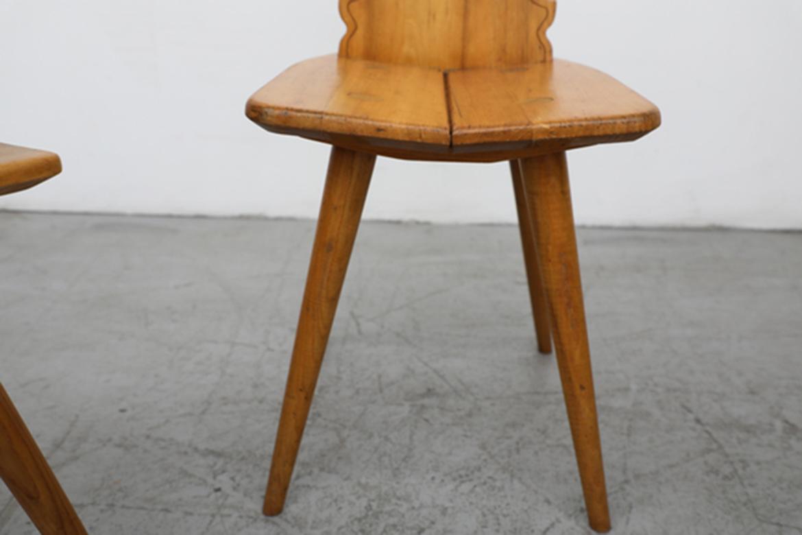 Mid-Century Modern Ornate Brutalist Oak Side Chairs For Sale