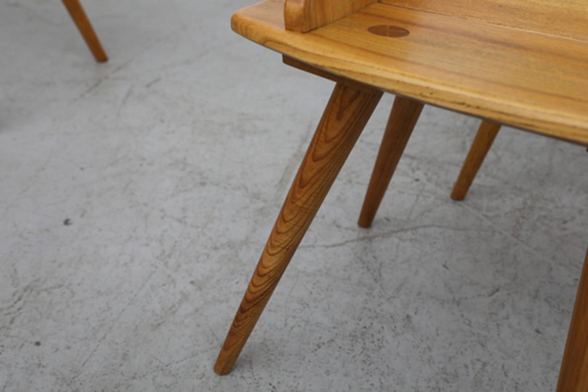 Ornate Brutalist Oak Side Chairs In Good Condition For Sale In Los Angeles, CA
