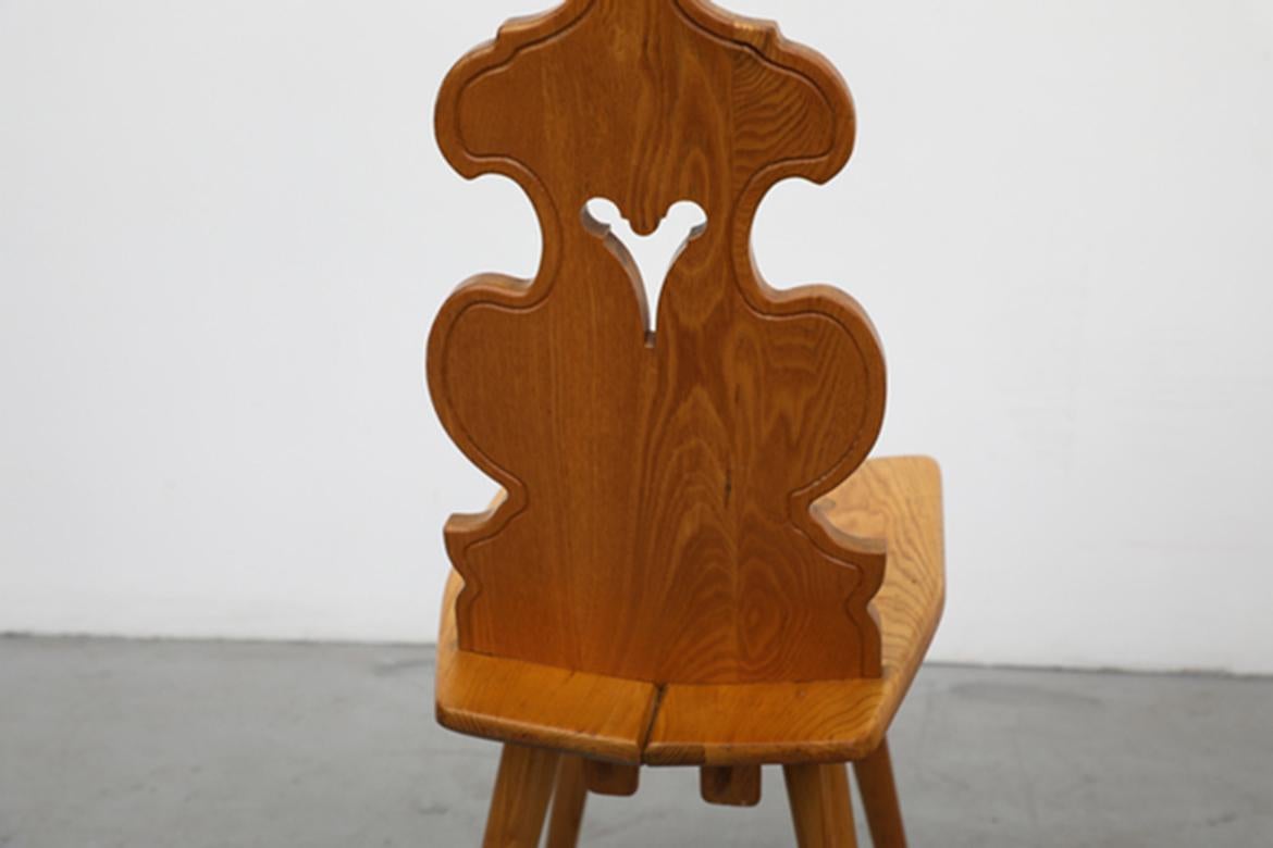Late 20th Century Ornate Brutalist Oak Side Chairs For Sale