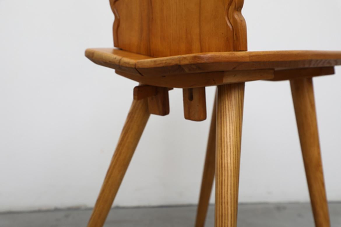 Ornate Brutalist Oak Side Chairs For Sale 1