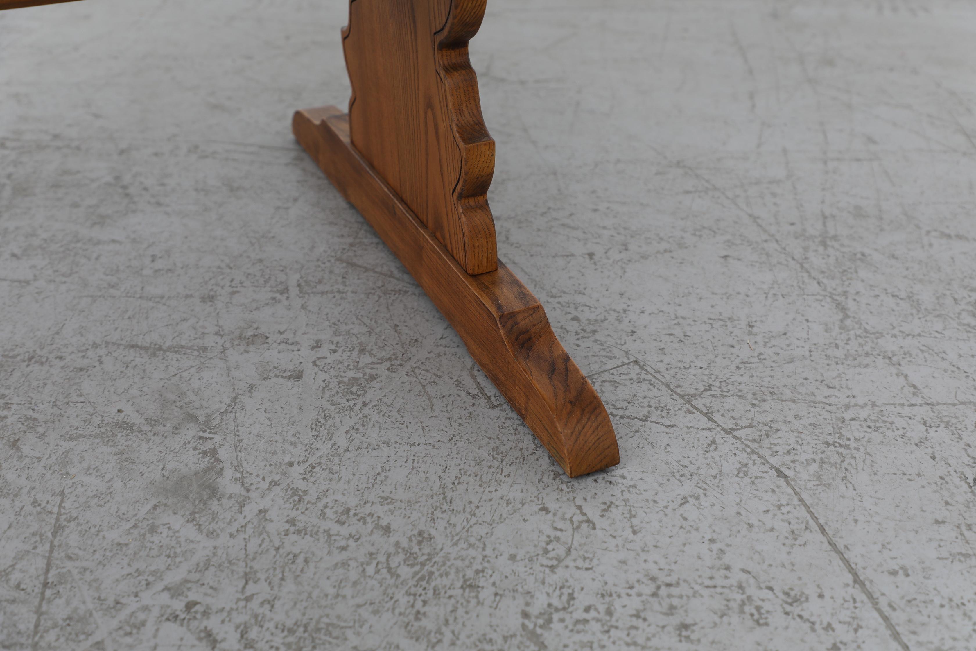 Austrian Ornate Brutalist Tyrolean Style Dark Pine Table with Angled Corners For Sale 10