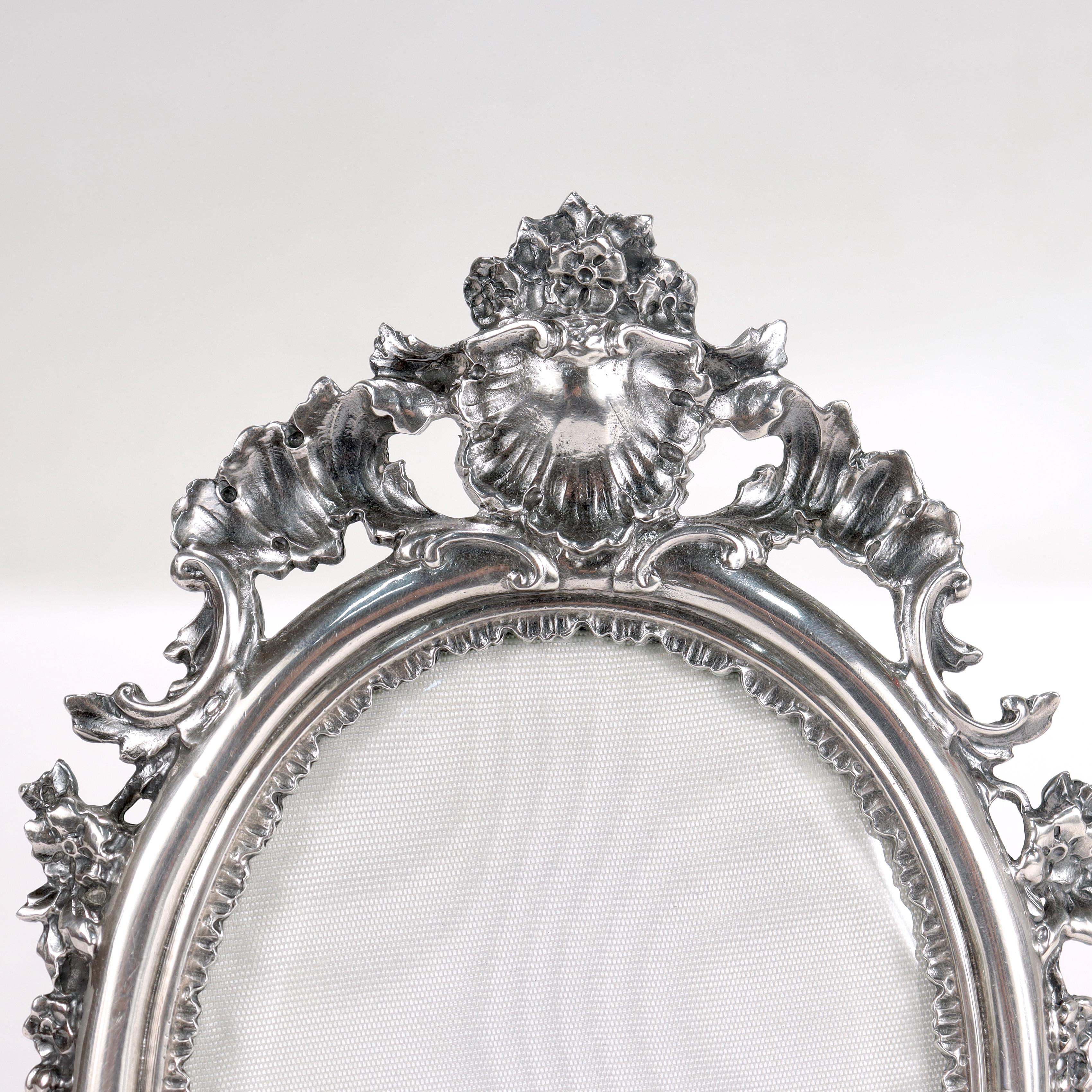 Ornate Buccellati Sterling Silver Oval Easel Back Picture or Photo Frame 4