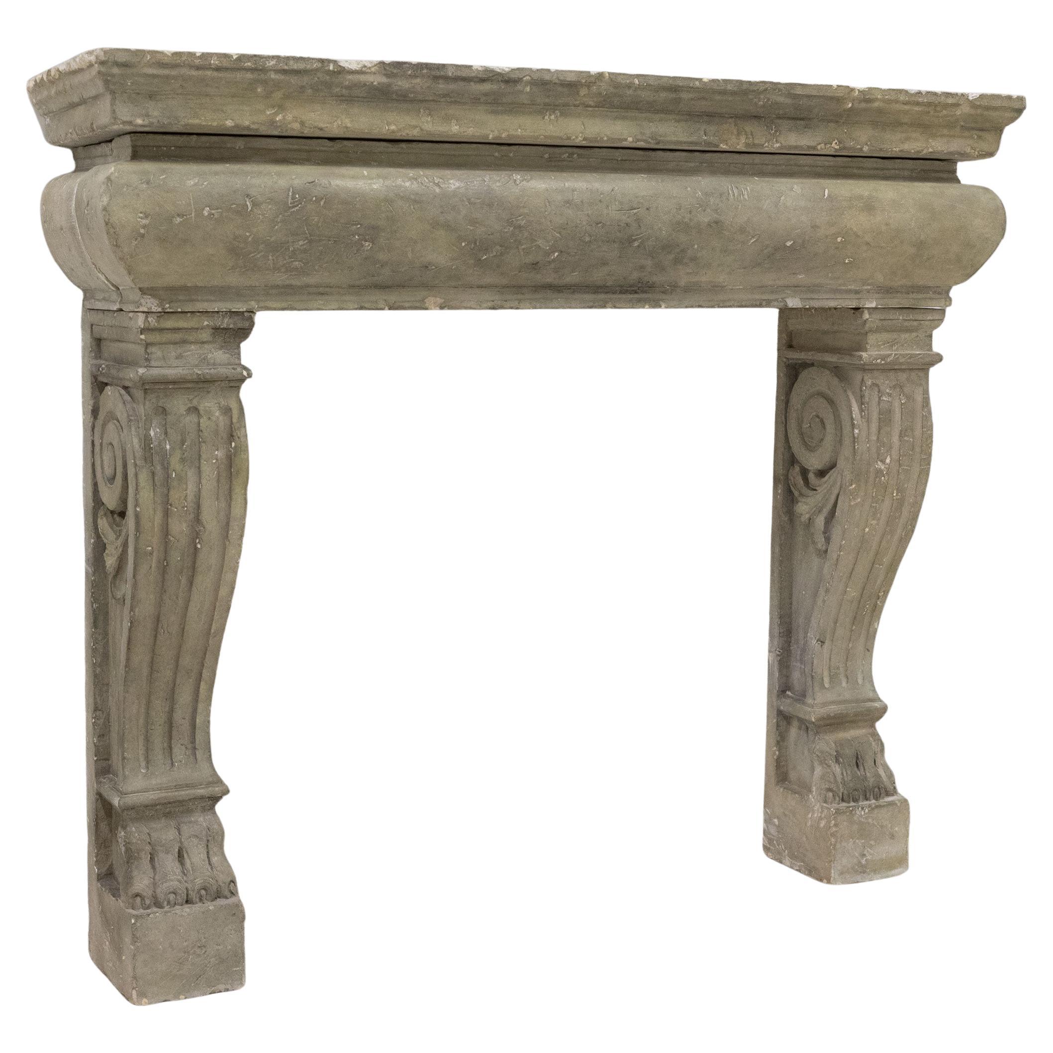 Ornate Carved Antique Stone Fireplace Surroud