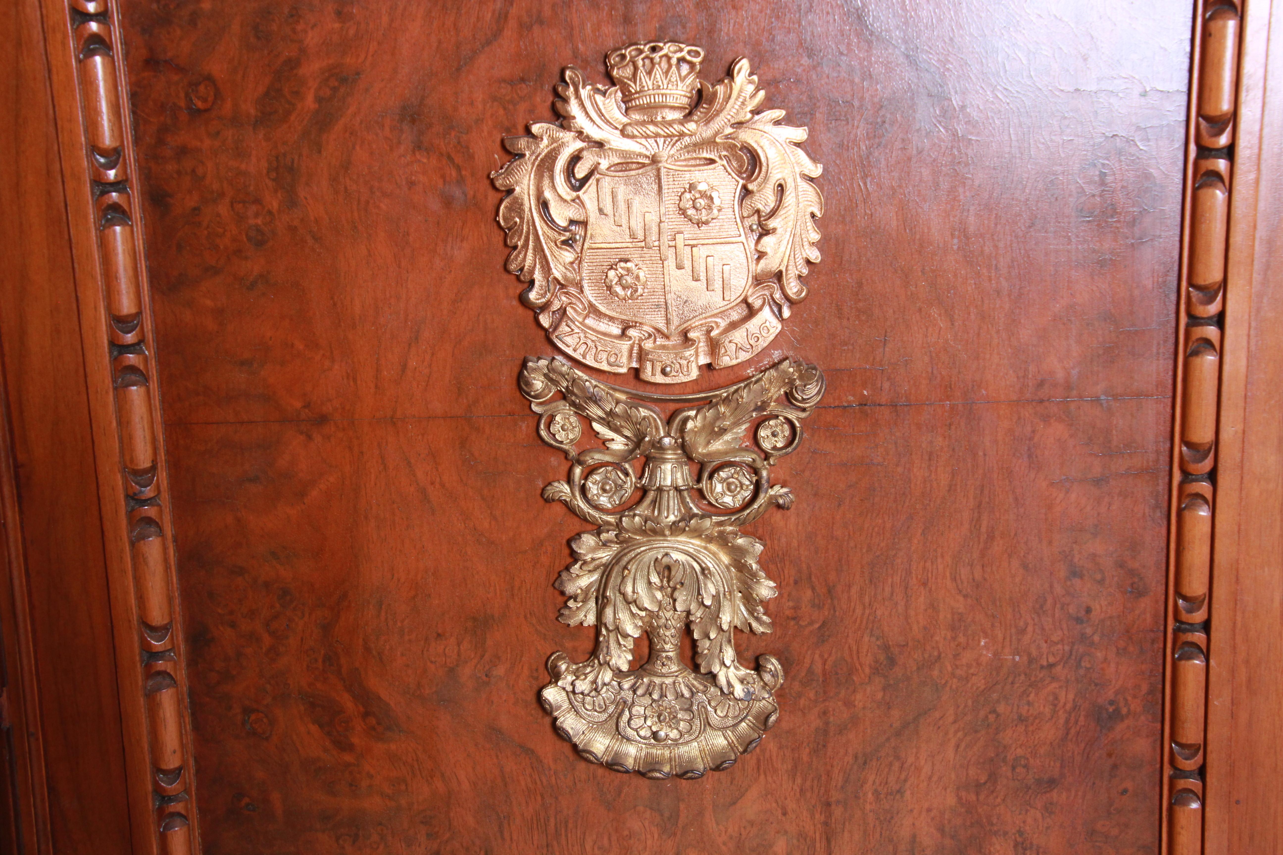 Ornate Carved Burled Walnut and Ormolu Mounted Bar Cabinet, circa 1920s 7