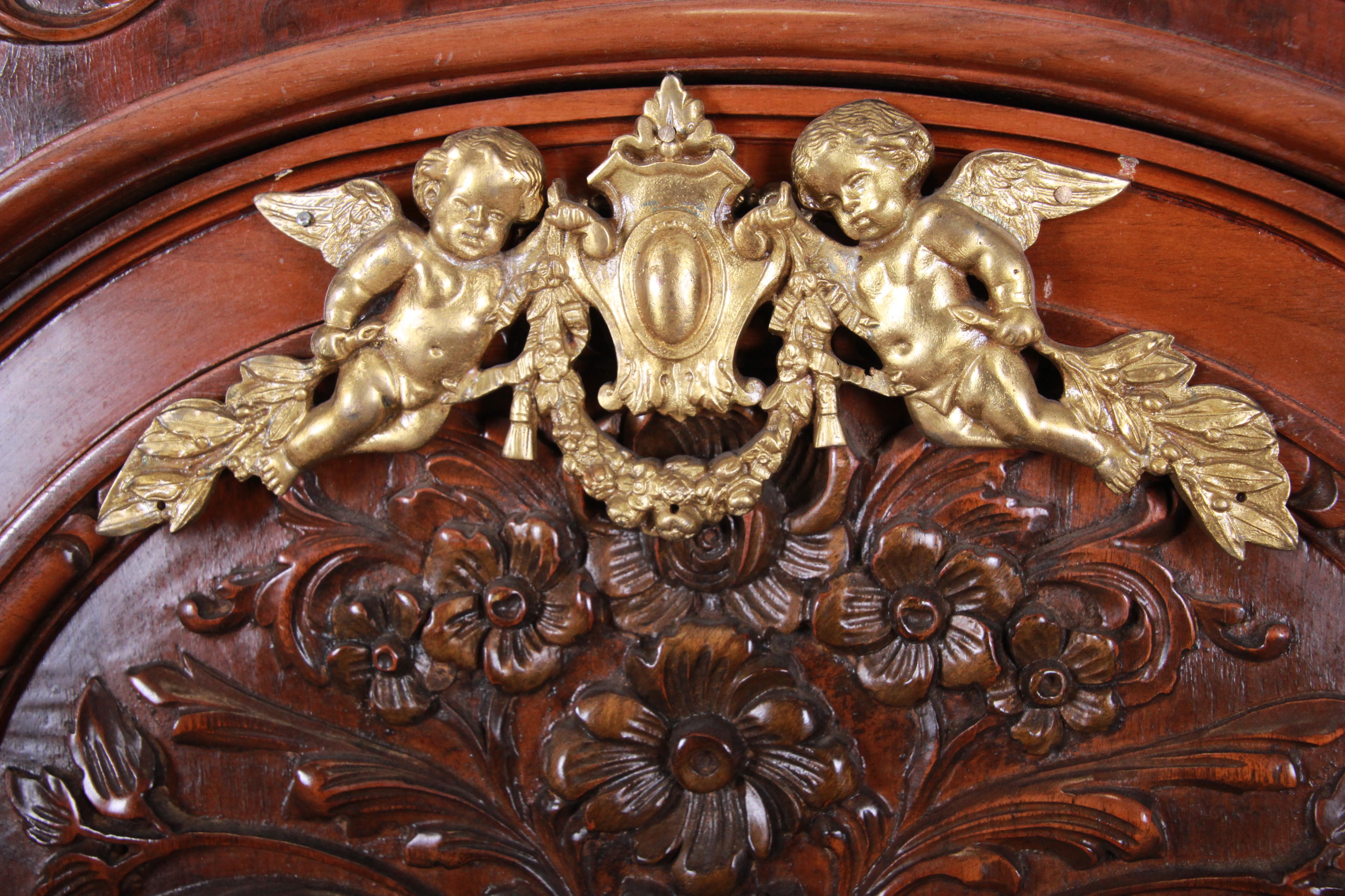 Ornate Carved Burled Walnut and Ormolu Mounted Bar Cabinet, circa 1920s 2