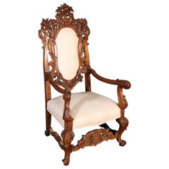 ornate throne Ornate Carved Italian Walnut Victorian Throne Armchair, Circa 1920