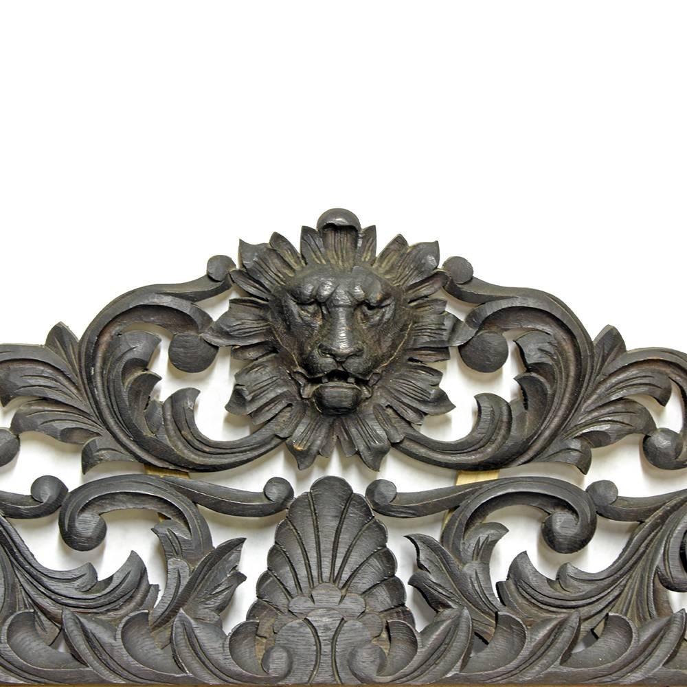 High Victorian Ornate Carved Lion’s Head Mirror