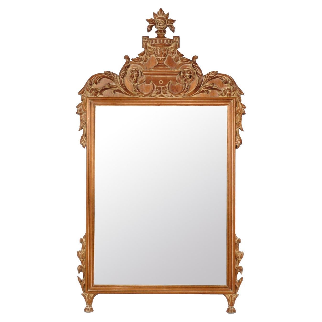 Ornate Carved Pine Mirror 54.5"H x 30.5"W