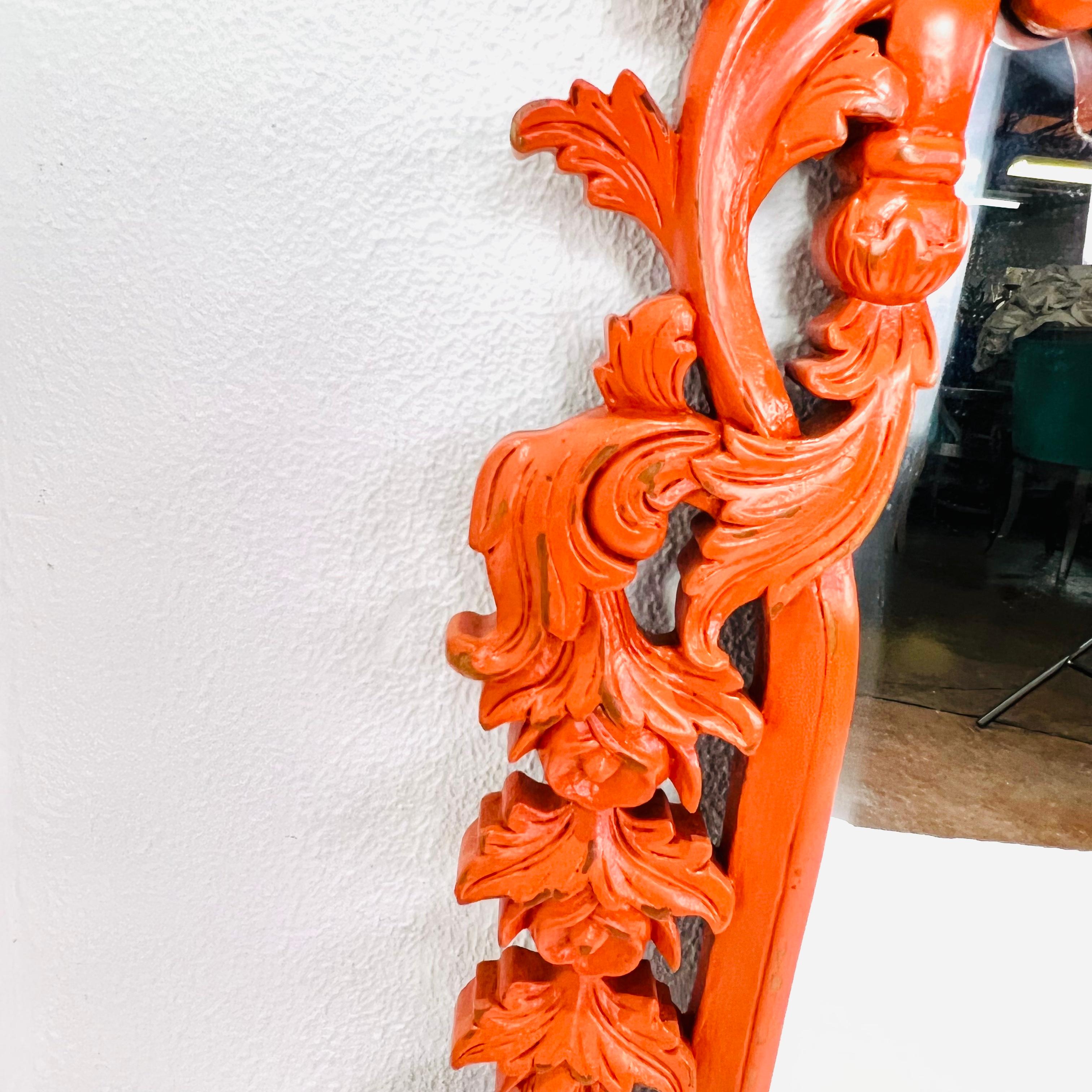 20th Century Ornate Carved Wood Wall Mirror