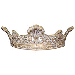 Ornate Carved Wood Washed Gilt Coronet Pediment