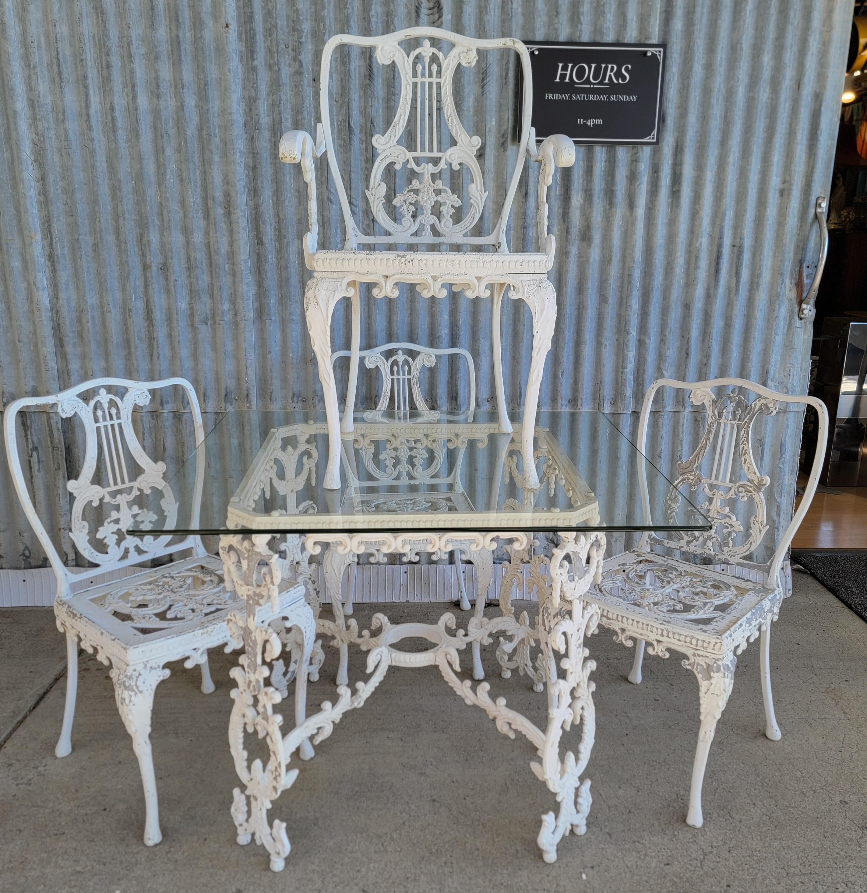 Ornate Cast Aluminium 5 Pieces Esstisch & Stühle Patio Set im Angebot 8