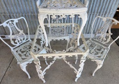 Ornate Cast Aluminum 5 Piece Dining Table & Chairs Patio Set