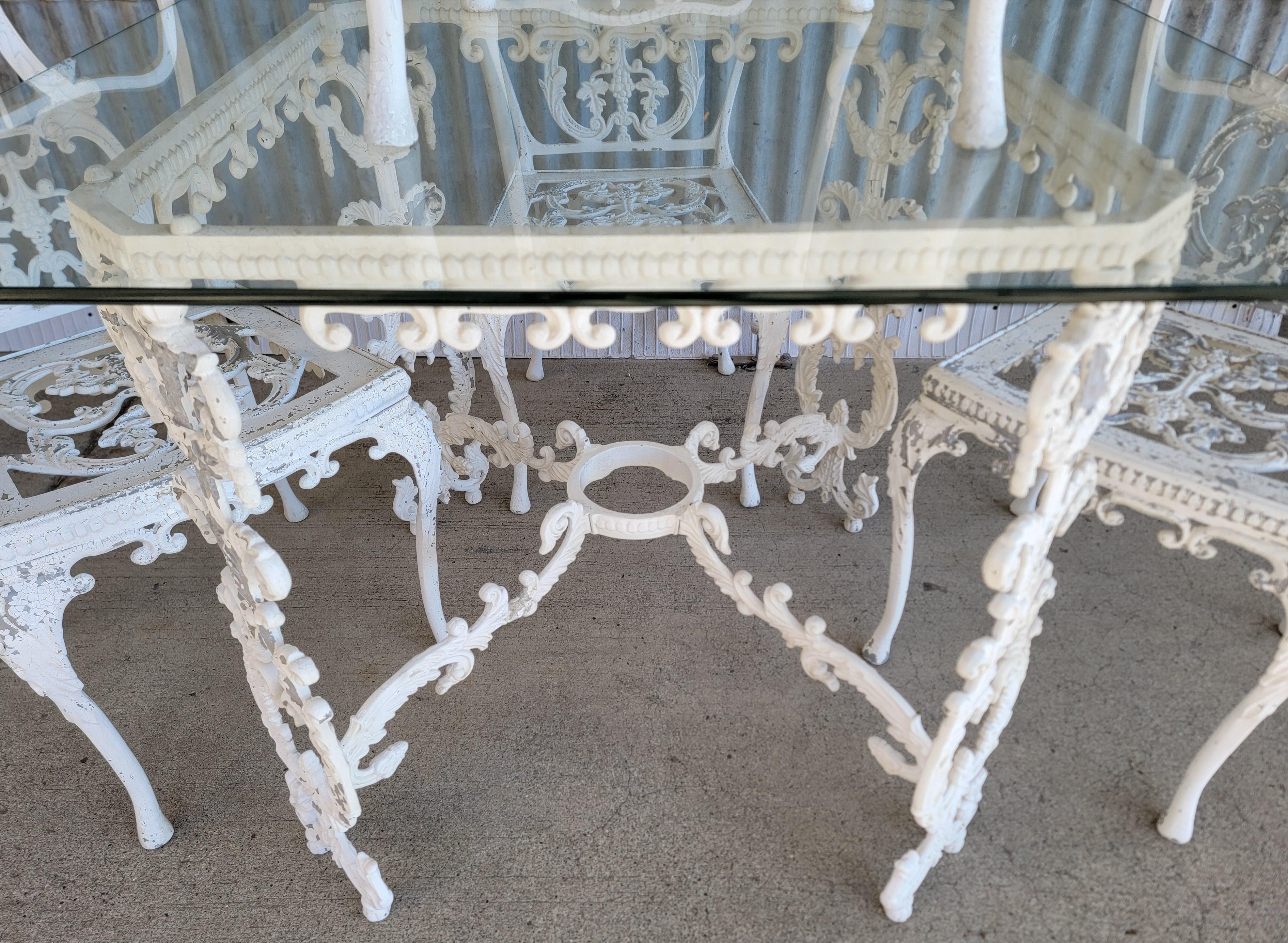 Ornate Cast Aluminium 5 Pieces Esstisch & Stühle Patio Set (Viktorianisch) im Angebot