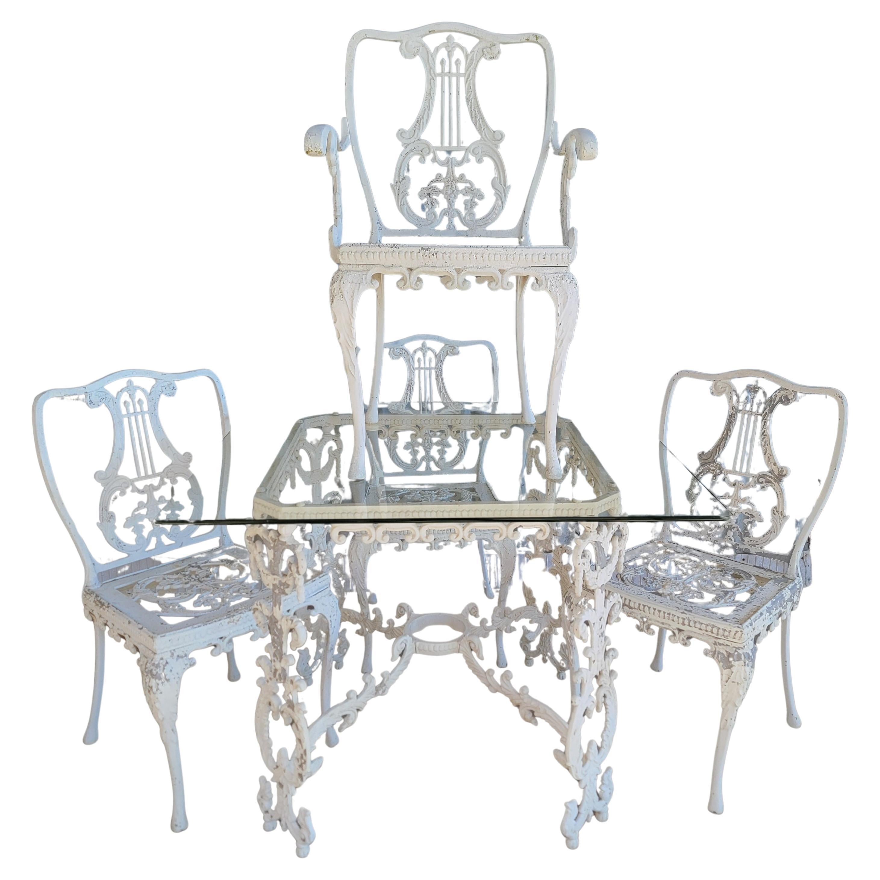Juego de Mesa y Sillas de Aluminio Fundido Ornamentado para Patio de 5 Piezas