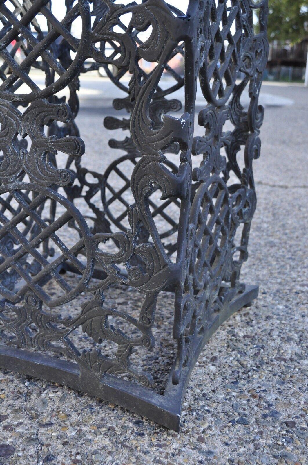 Ornate Cast Aluminum Mediterranean Style Black Pedestal Dining Table Base 5
