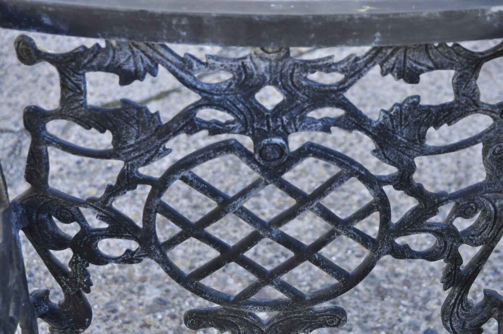 20th Century Ornate Cast Aluminum Mediterranean Style Black Pedestal Dining Table Base