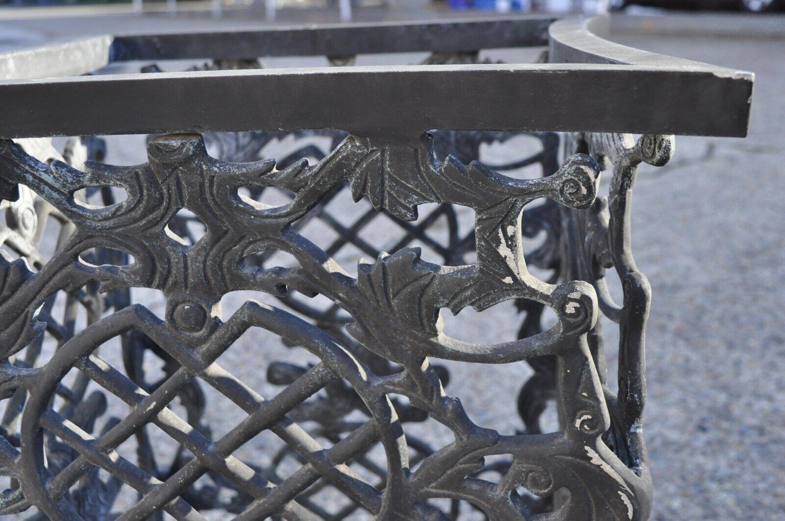 Ornate Cast Aluminum Mediterranean Style Black Pedestal Dining Table Base 1
