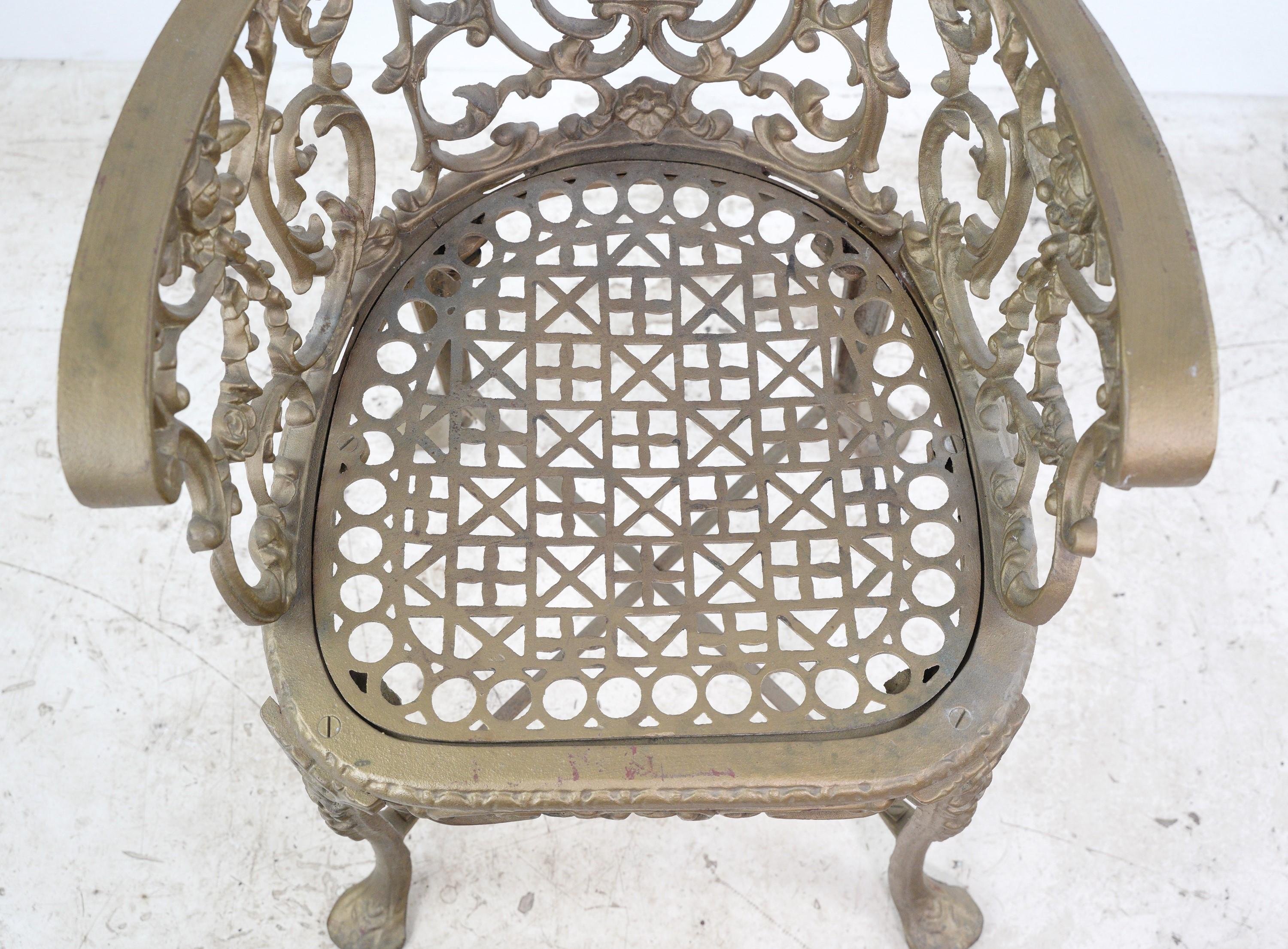 Ornate Cast Iron Garden Table & Two Chairs Set 6