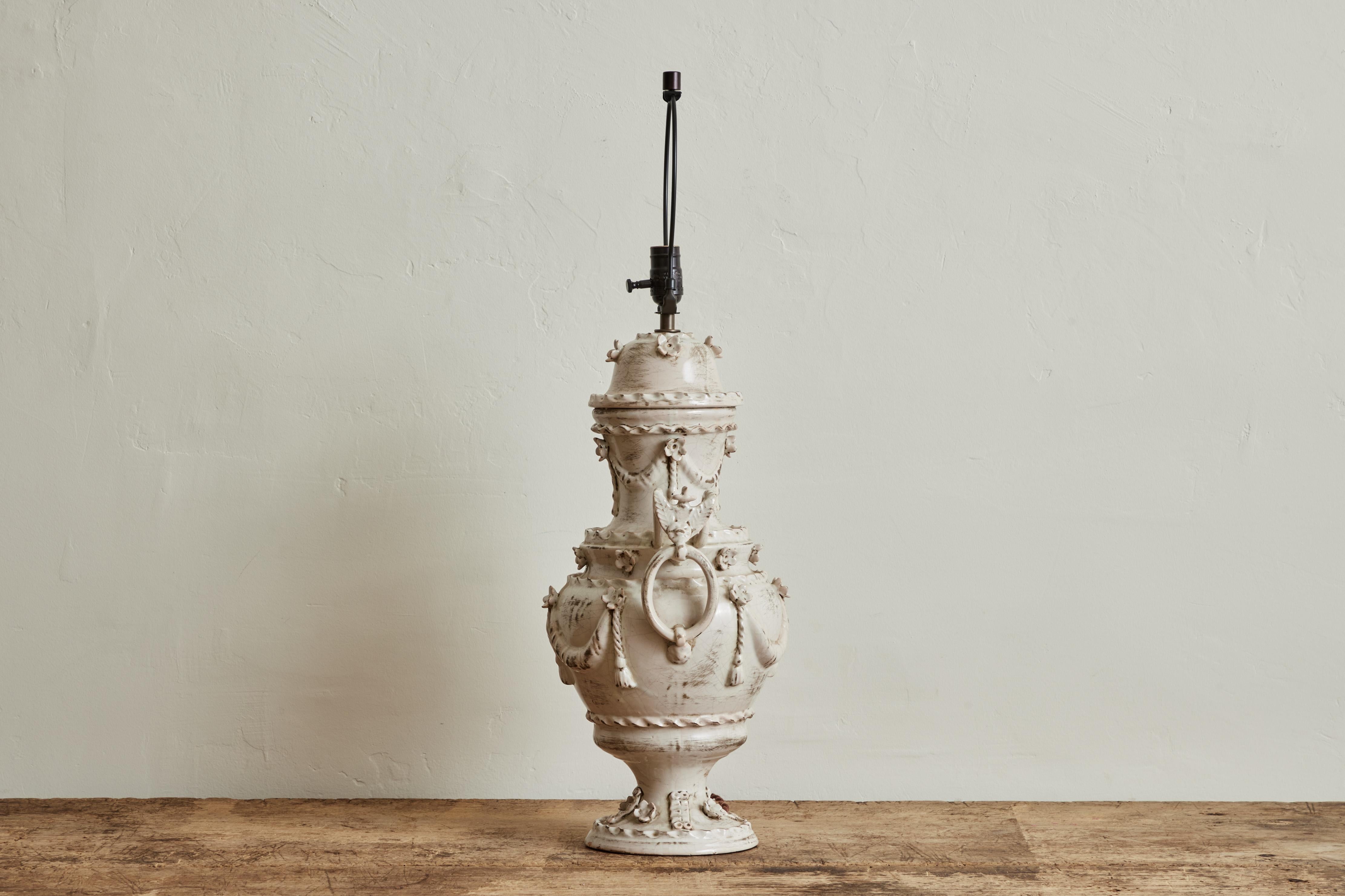French Ornate Ceramic Table Lamp For Sale