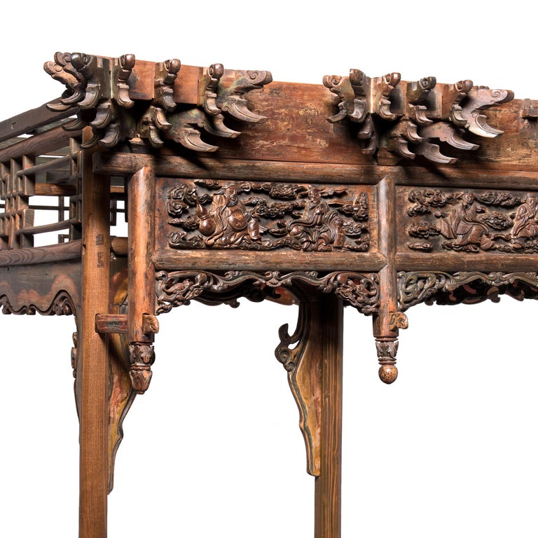 Ornate Chinese Canopy Bed, c. 1750 For Sale 3