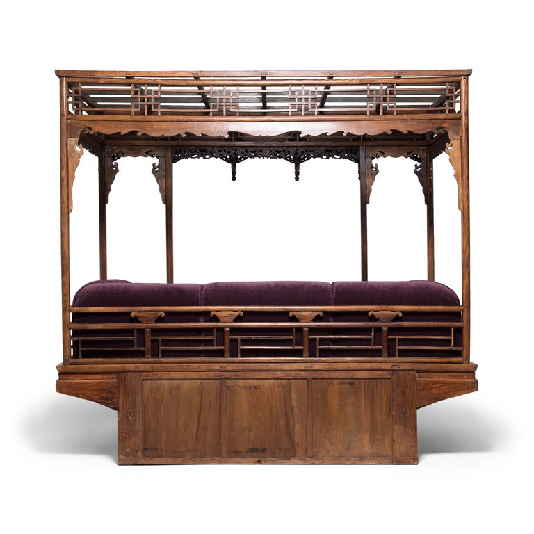 Qing Ornate Chinese Canopy Bed, c. 1750 For Sale