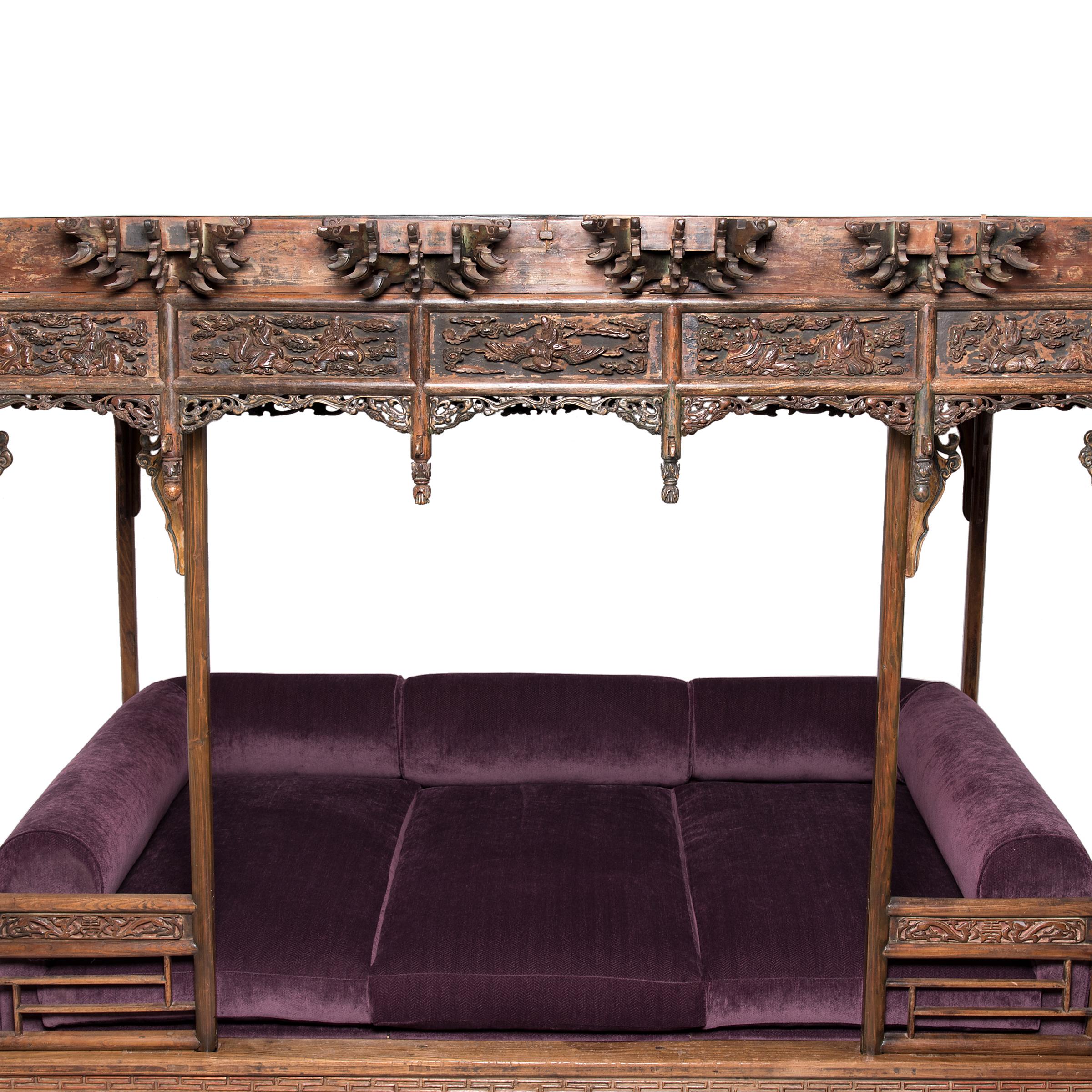 Qing Ornate Chinese Canopy Bed, c. 1750