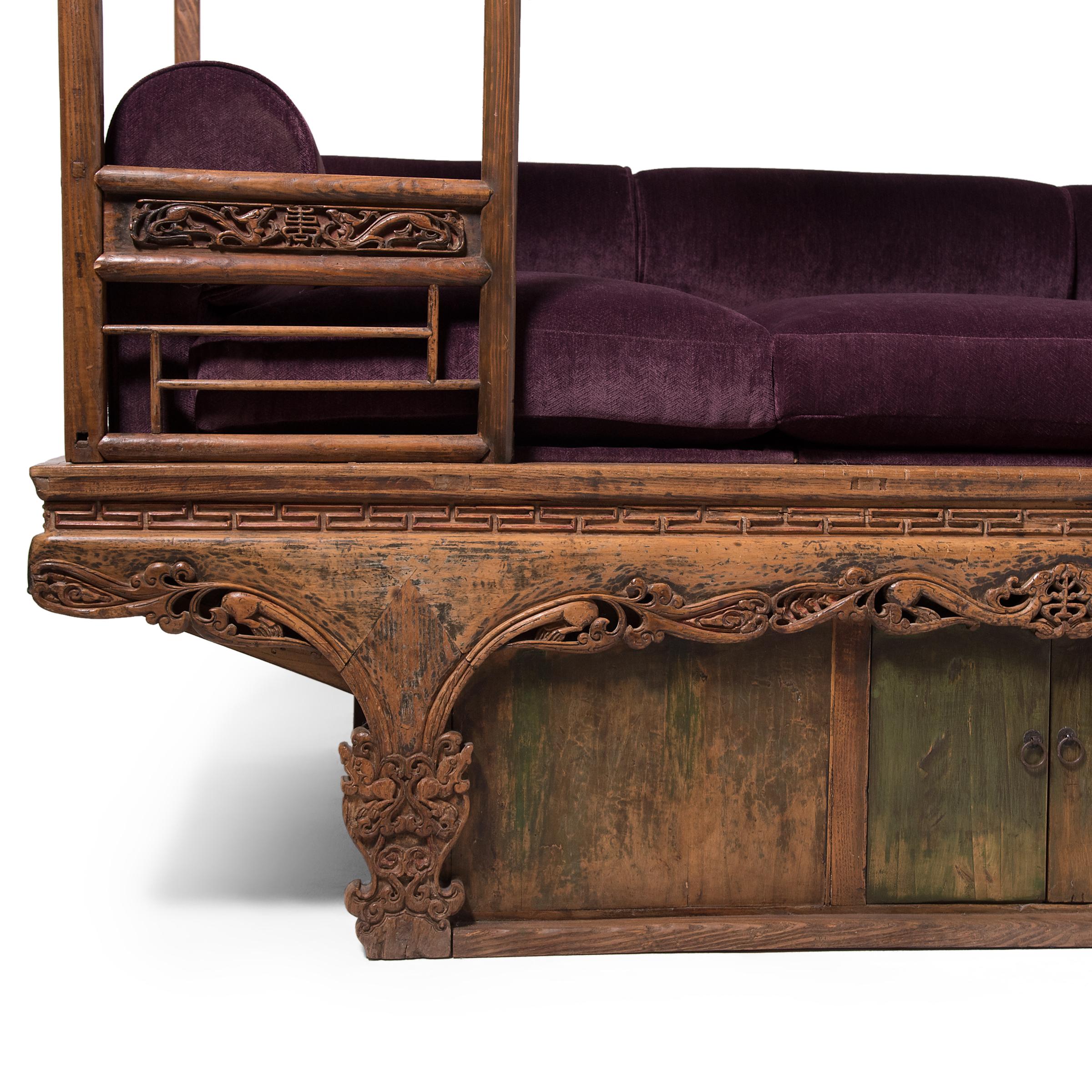18th Century Ornate Chinese Canopy Bed, c. 1750